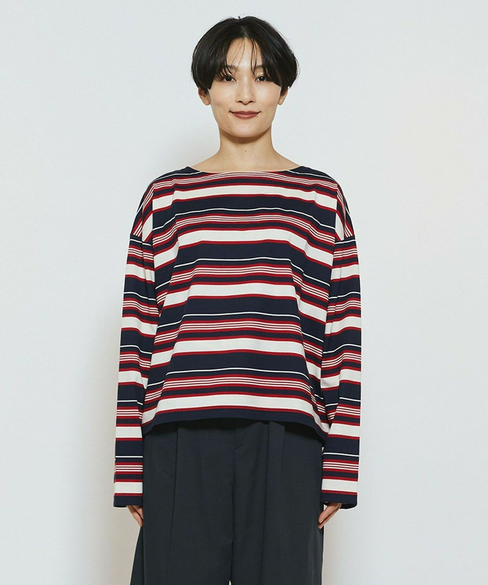 feerique feerique マルチボーダーワイドプルオーバーT レッド系その他