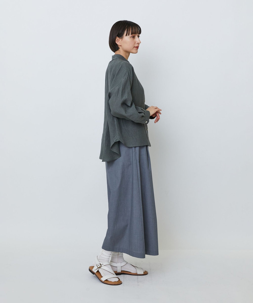 LOISIR グランジリネンボクシーシャツ カーキ