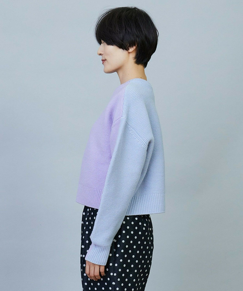 MOGA ANNUAL×MOGA　ウールカシミヤバイカラープルオーバー サックスブルー