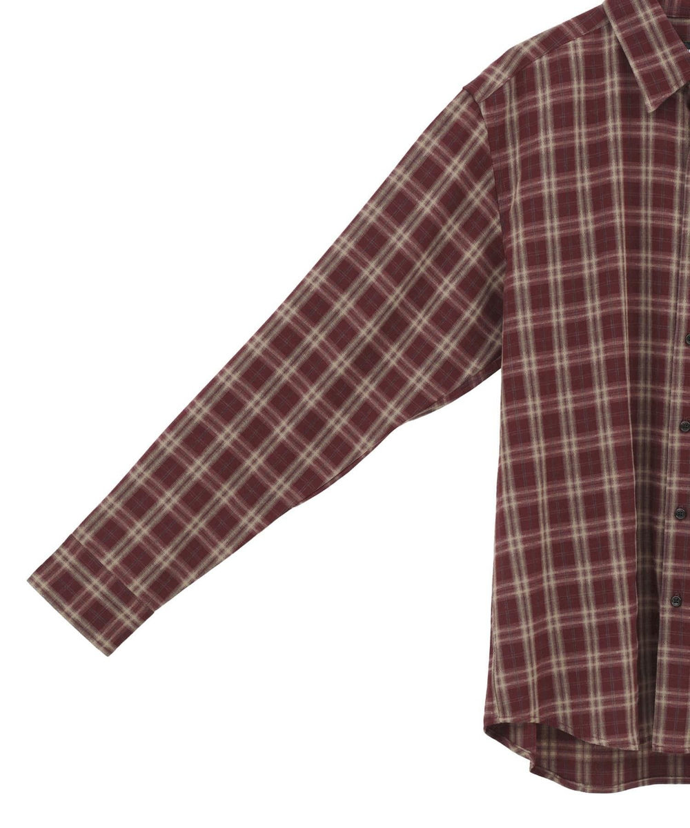 MEN'S BIGI ドビーチェックカジュアルシャツ ワイン