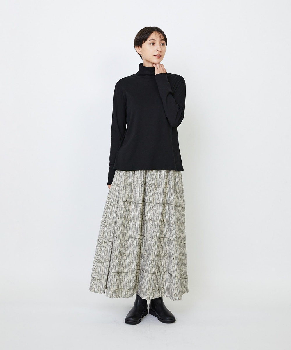 LOISIR コットンフライスタートルネックプルオーバー ブラック