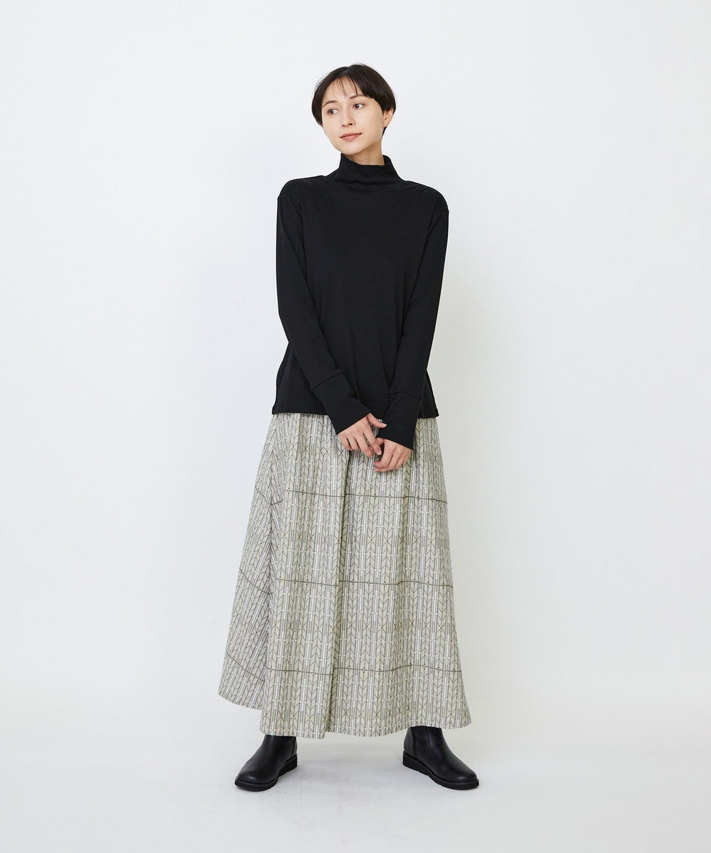 LOISIR コットンフライスタートルネックプルオーバー ブラック
