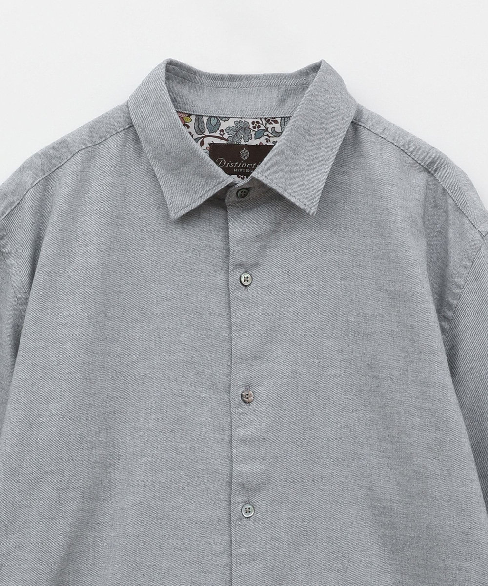 MEN'S BIGI フランネルフレンチフロントカジュアルシャツ グレー
