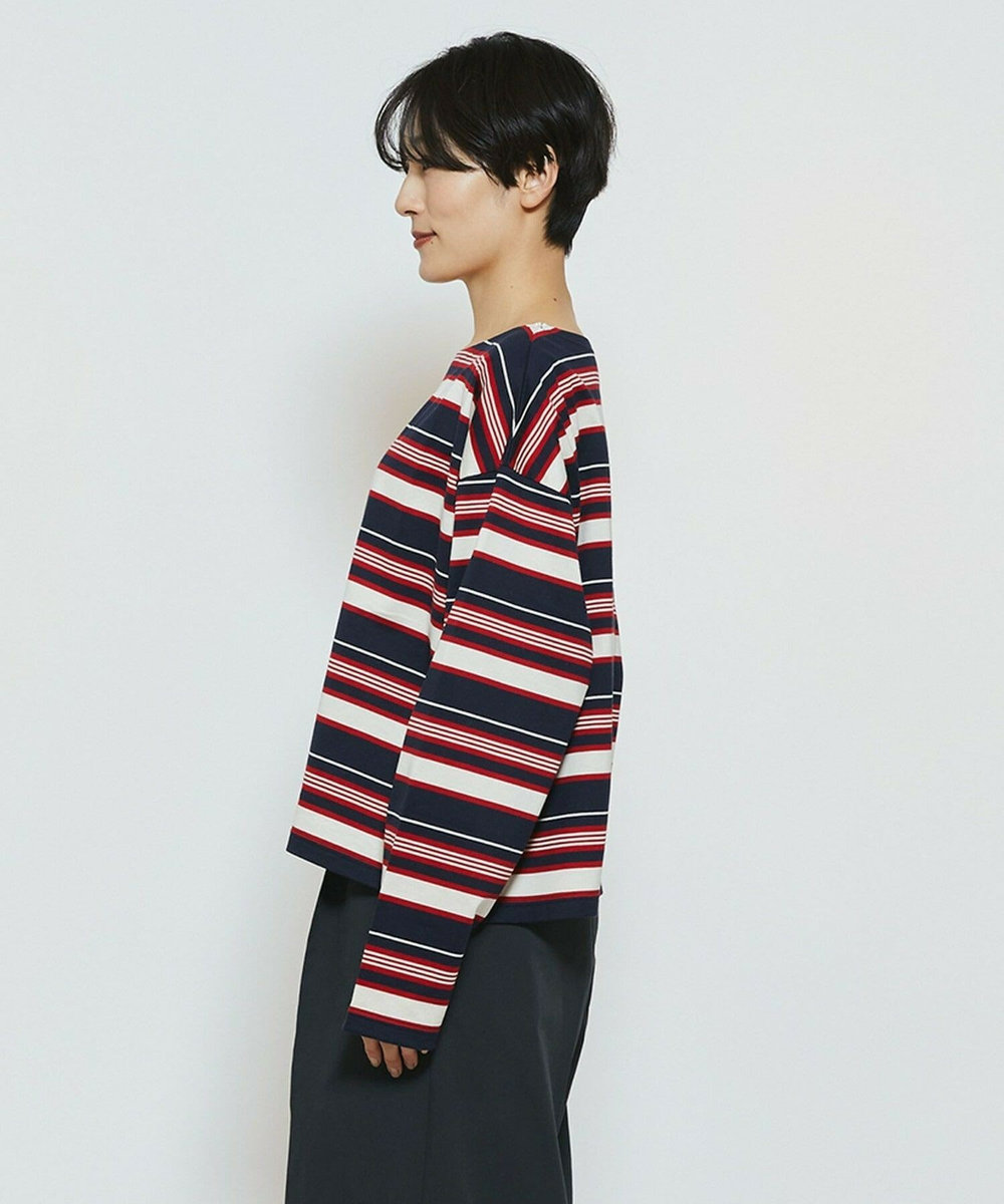 feerique feerique マルチボーダーワイドプルオーバーT レッド系その他