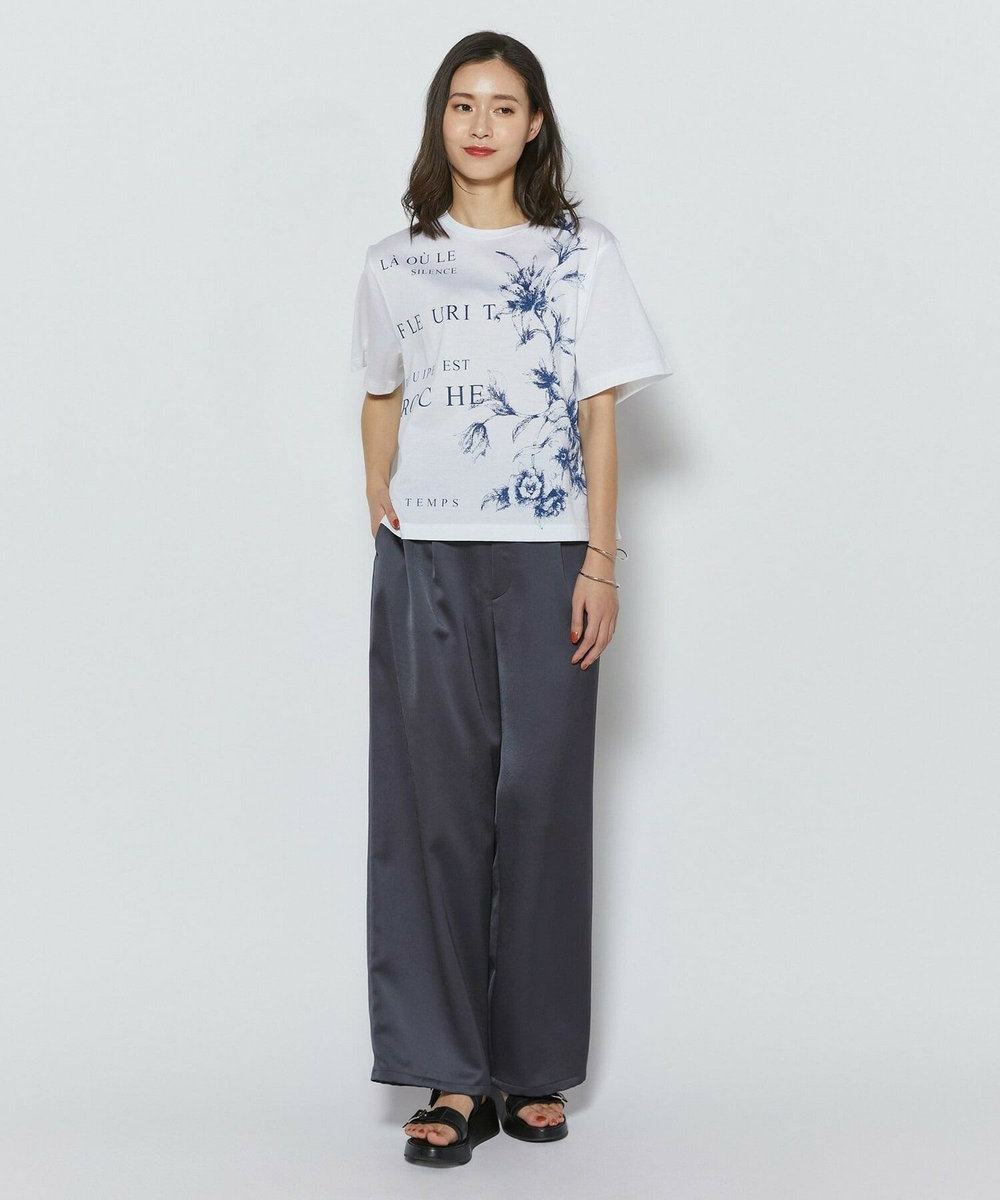 L'EQUIPE 60/2シルケット天竺フラワーロゴプリントTシャツ オフホワイト