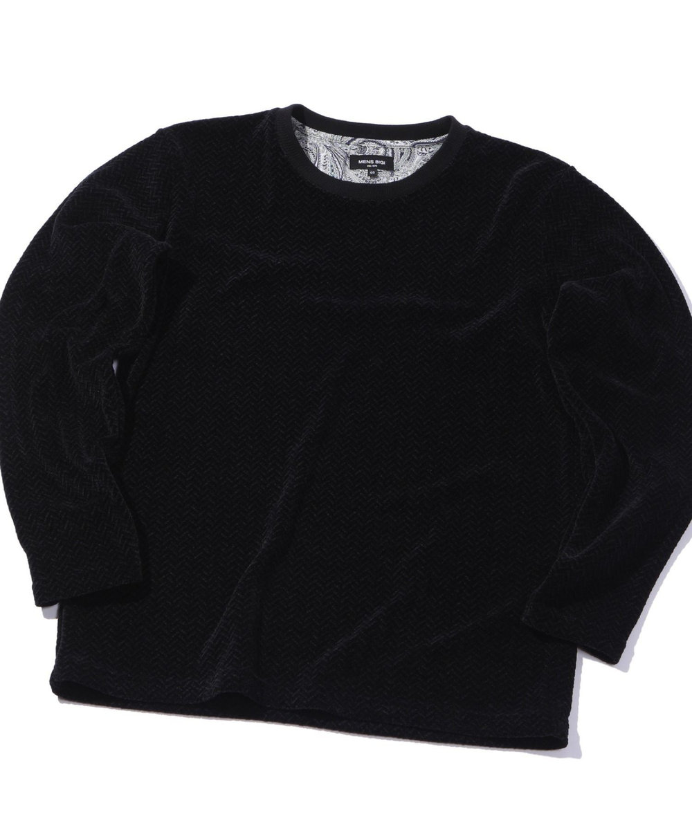 MEN'S BIGI モールジャガードクルーネックカットソー ブラック