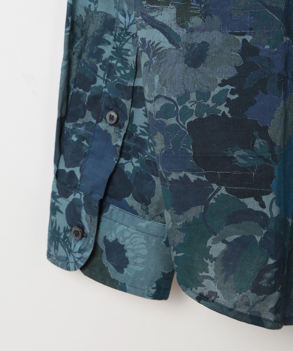 MEN'S BIGI エスニックLibertyプリントシャツ ネイビー