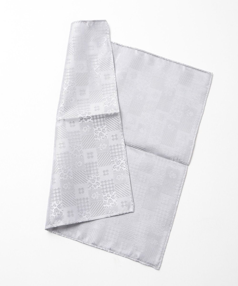 MEN'S BIGI ジオメトリック柄チーフ シルバー