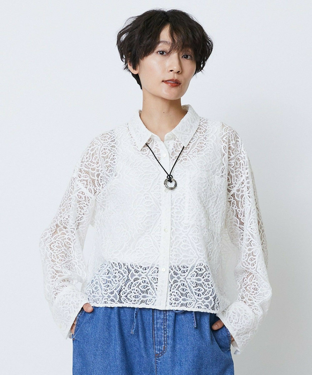 feerique feerique　ボタニカルレースシャツ オフホワイト