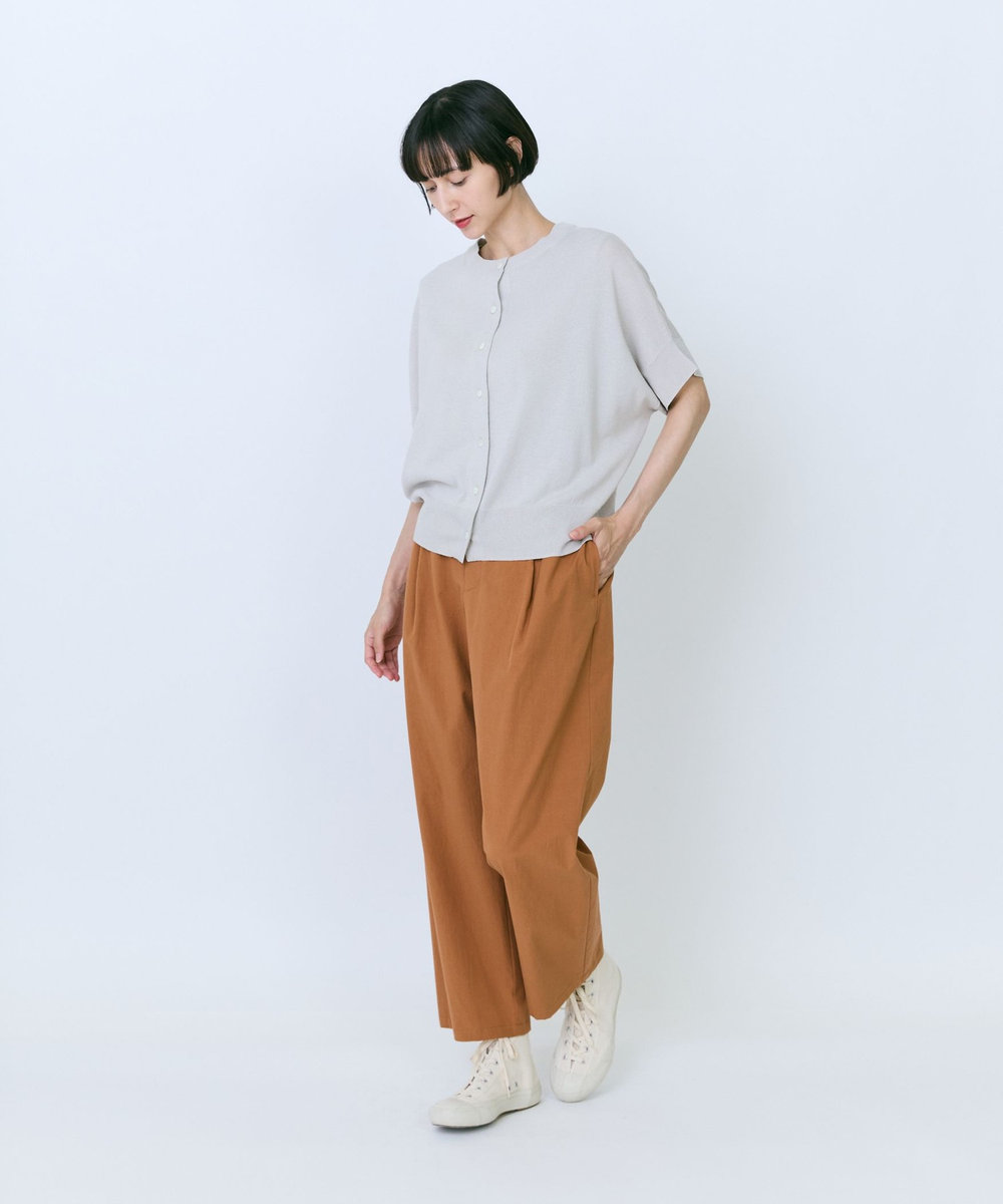 LOISIR コットンツイルテーパードパンツ キャメル