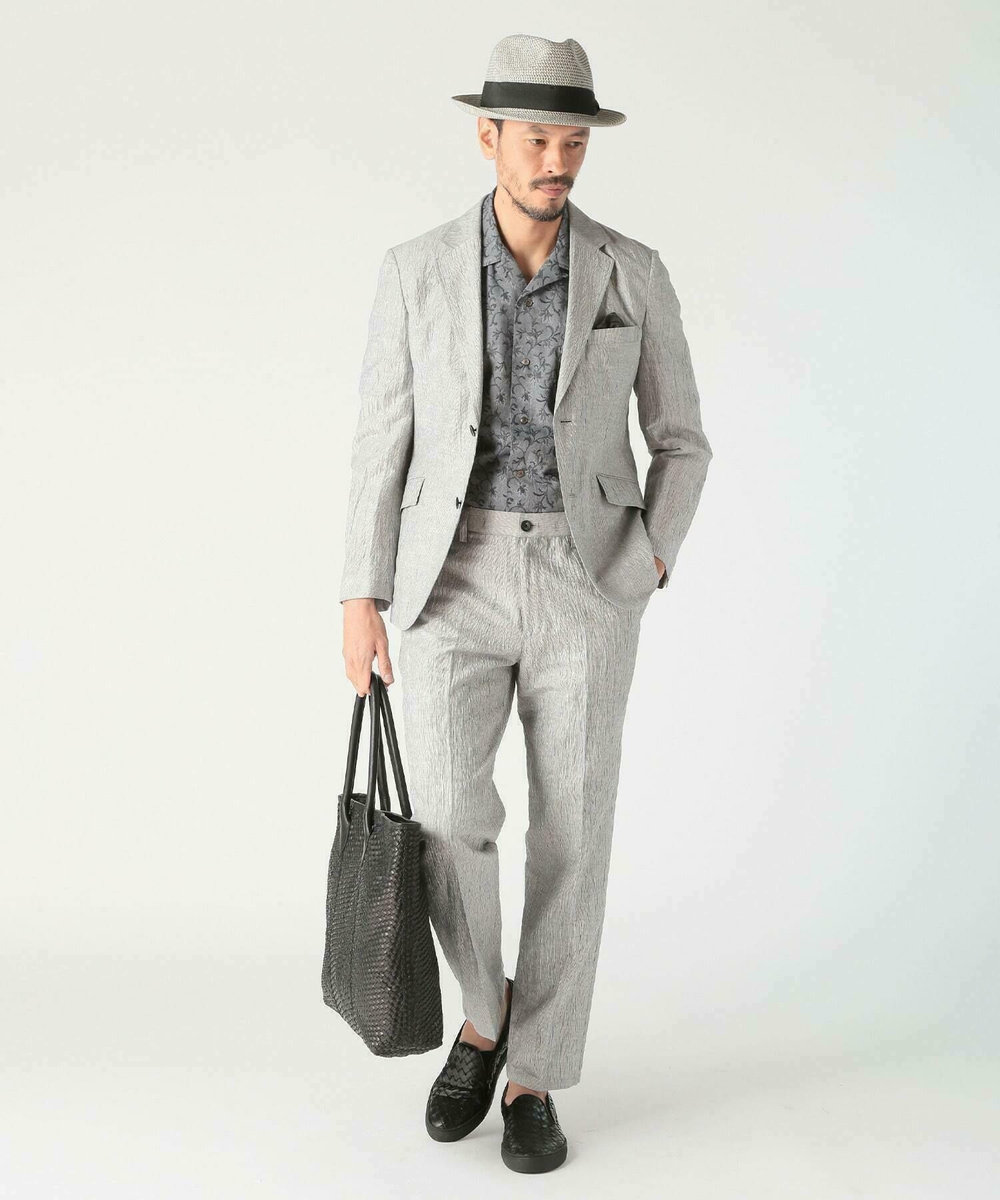 MEN'S BIGI コットンリネン楊柳サッカージャケット グレー