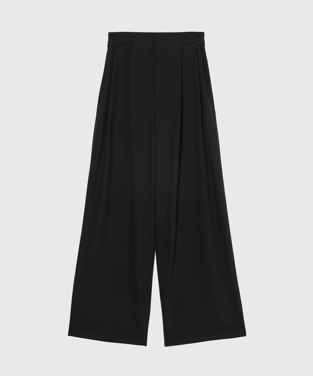 DÉPAREILLÉ WOOL NYLON GABARDINE WAIST BELT PANTS / ウールナイロンギャバジンウエストベルトパンツ ブラック