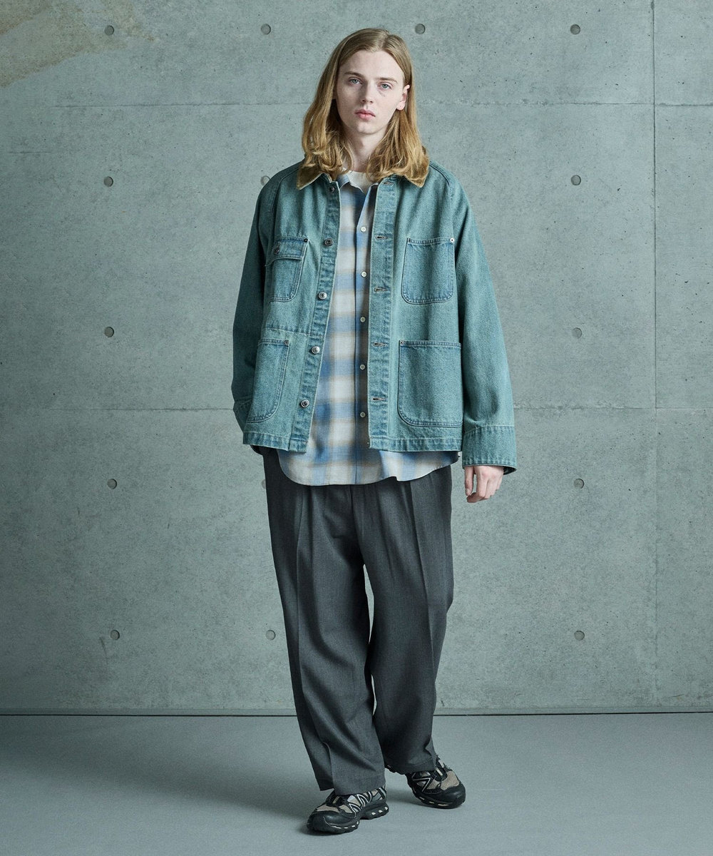 MEN'S BIGI セミワイドスラックス グレー