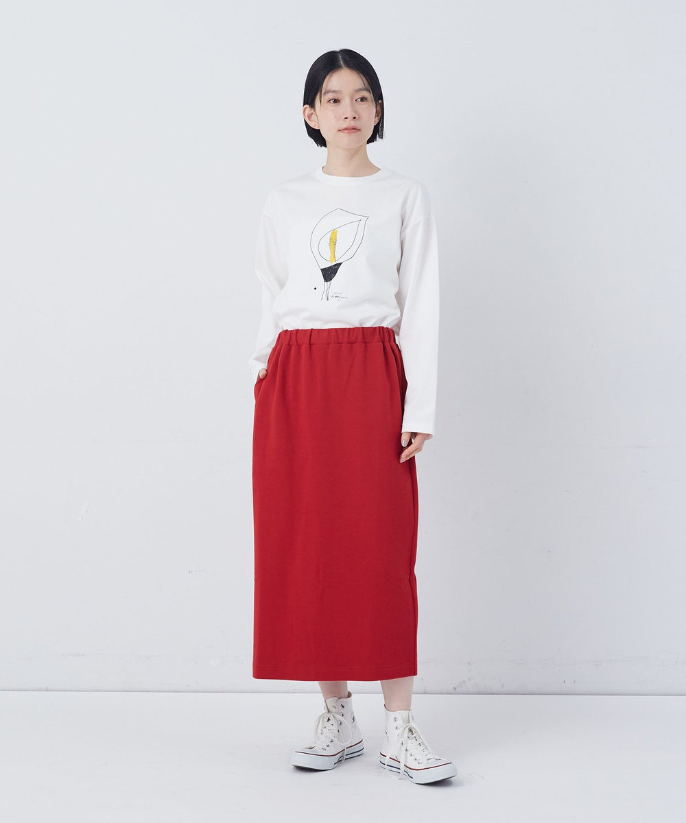 congés payés ADIEU TRISTESSE ポンチストレートスカート レッド