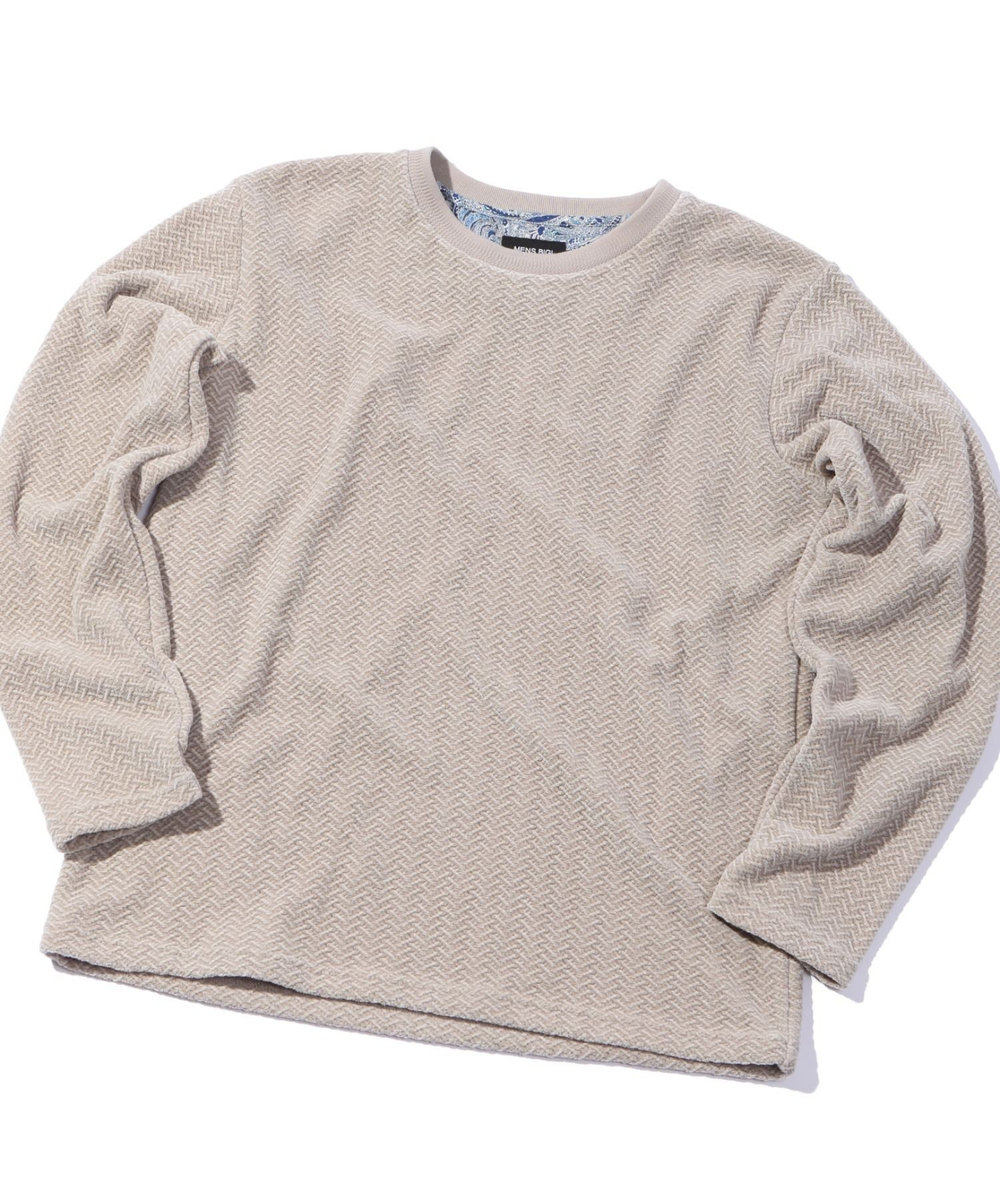 MEN'S BIGI モールジャガードクルーネックカットソー ベージュ