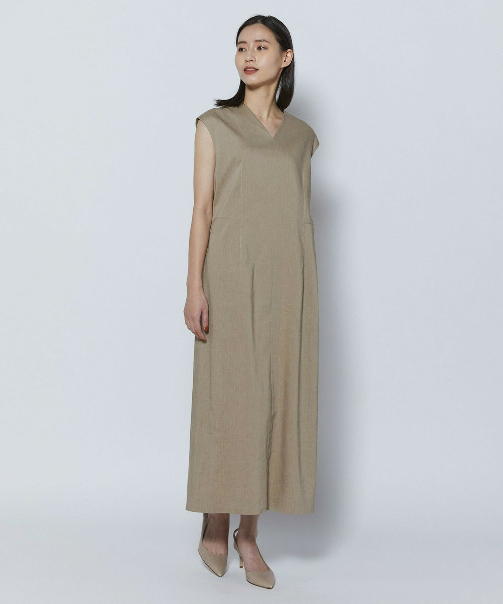 L'EQUIPE COUTURIER ファインリネンクロスワンピース モカ