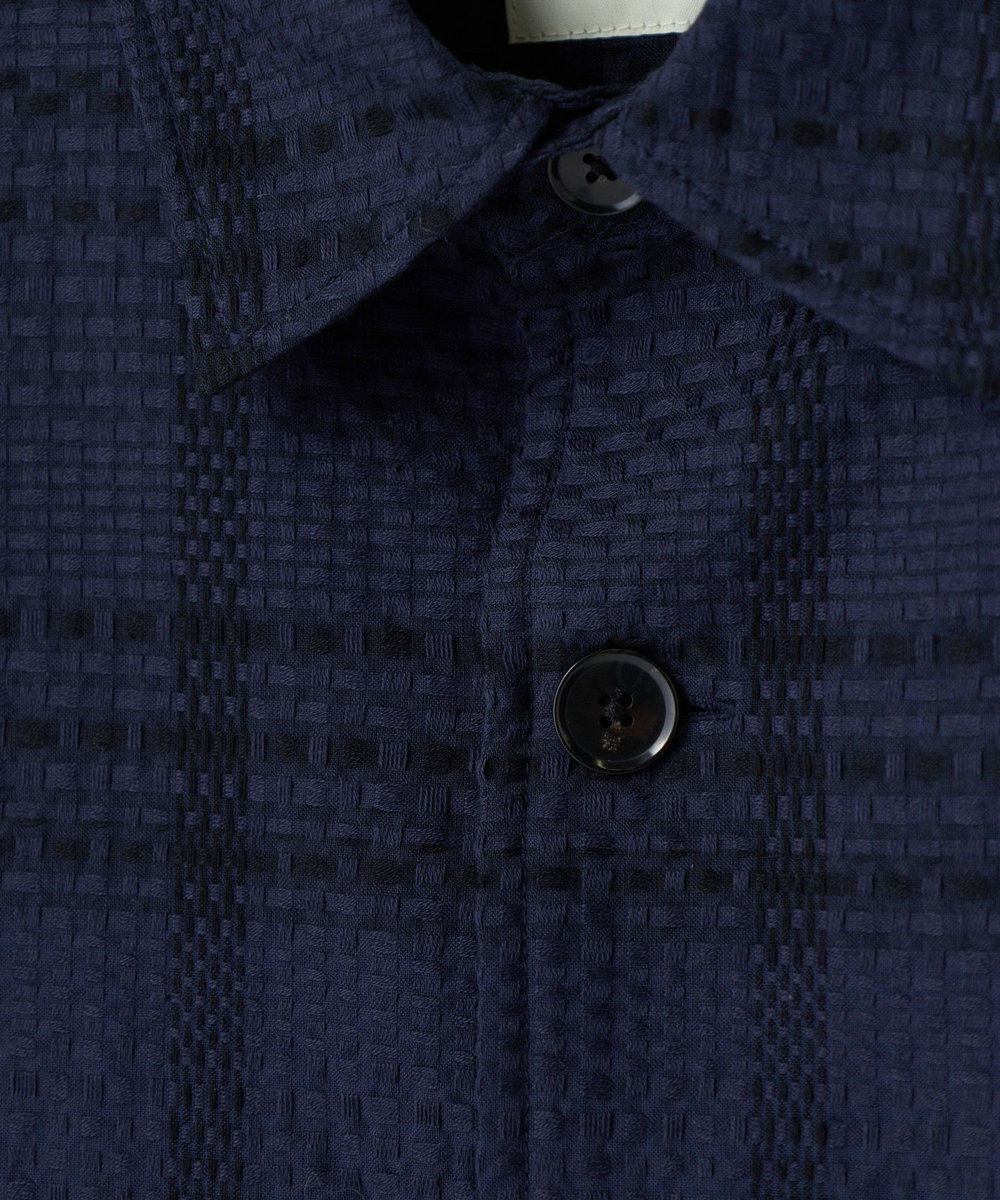 MEN'S BIGI ドビーチェックCPOシャツ ネイビー