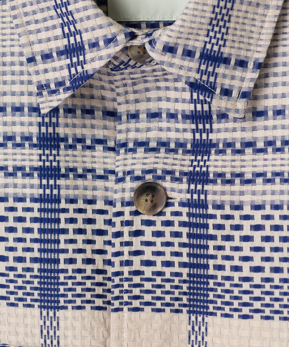 MEN'S BIGI ドビーチェックCPOシャツ ベージュ