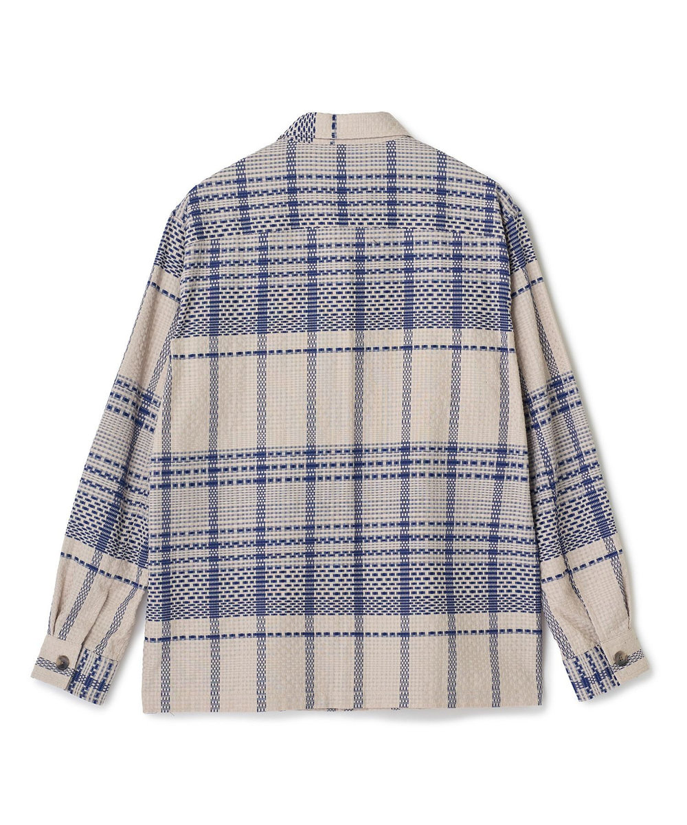 MEN'S BIGI ドビーチェックCPOシャツ ベージュ