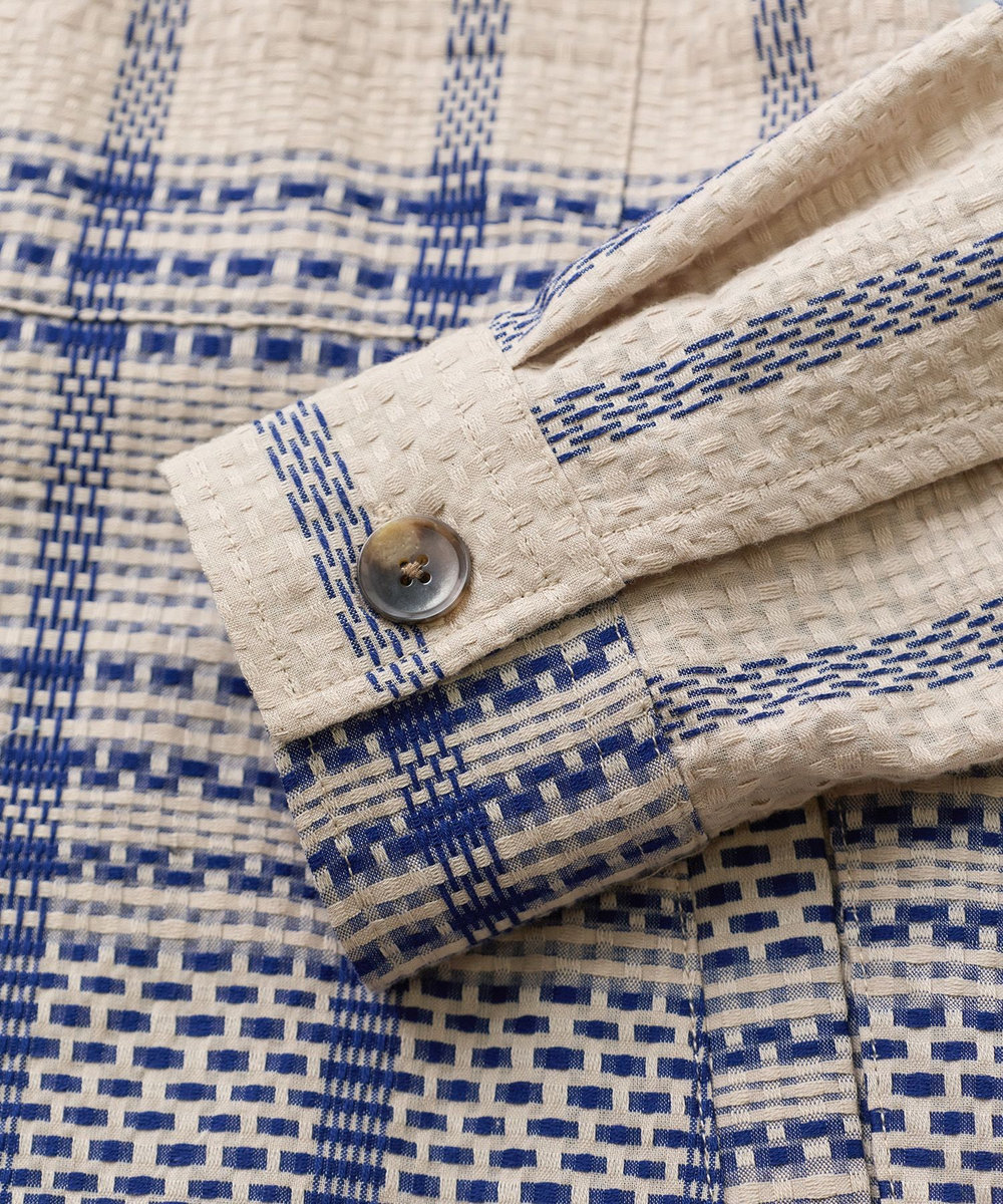 MEN'S BIGI ドビーチェックCPOシャツ ベージュ
