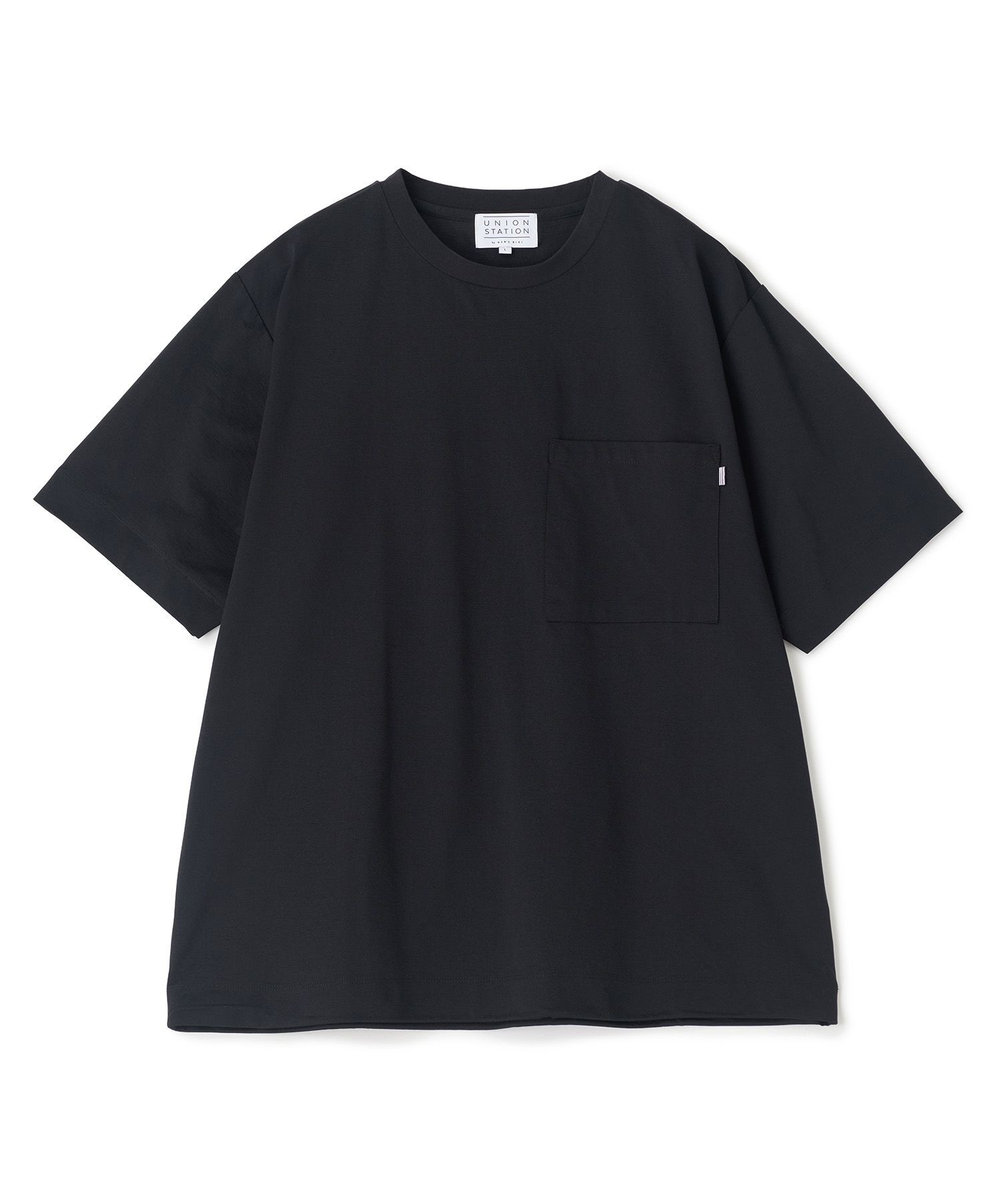 UNION STATION ペーパータッチドローコードTシャツ＜ストレッチ・速乾・マシンウォッシャブル・イージーケア接触冷感＞ ブラック