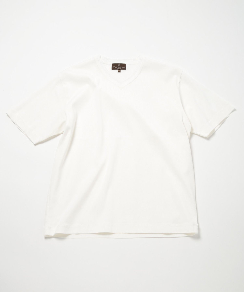 MEN'S BIGI 60/2マーセライズジャージVネックTEE ホワイト