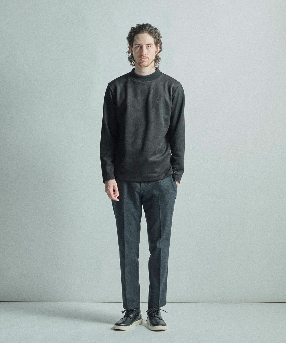 MEN'S BIGI 【COLE HAAN/コール ハーン】別注スエードタッチモックネックロングTシャツ ブラック