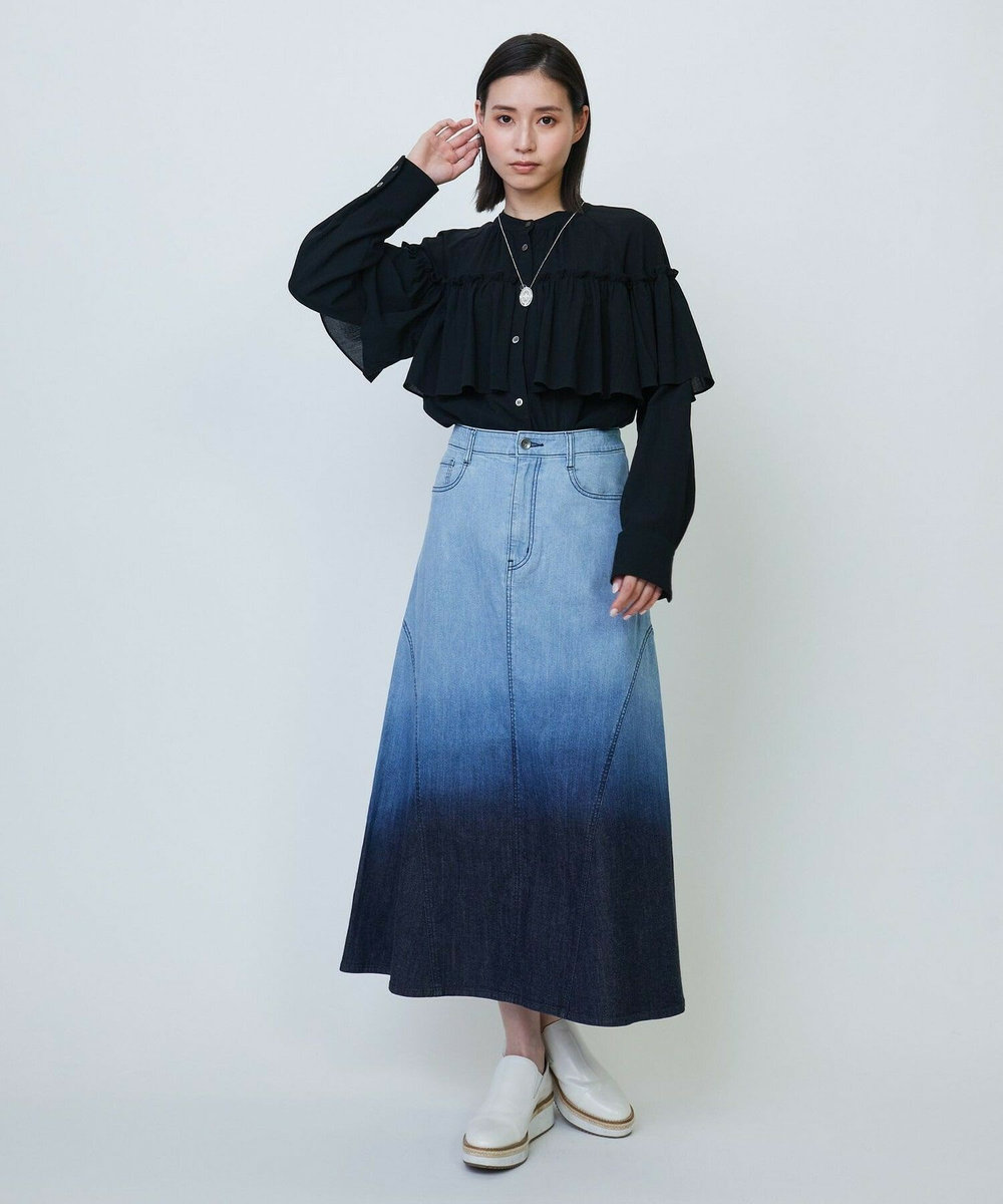 L'EQUIPE 7ozデニムストレッチスカート ライトブルー