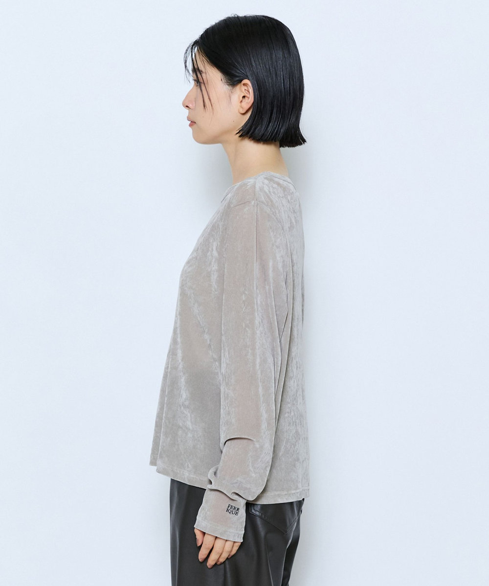feerique feerique メッシュベロアプルオーバー ライトグレー