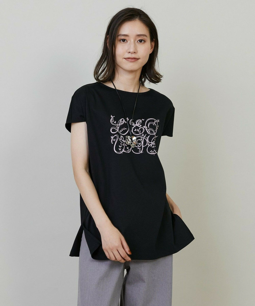 L'EQUIPE コットンスムースロゴTシャツ ブラック