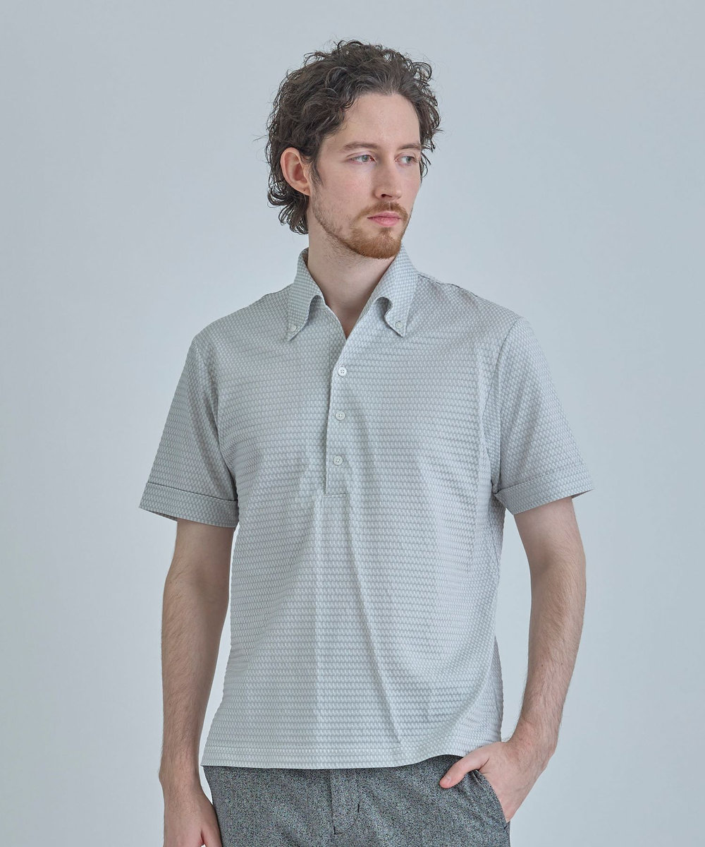MEN'S BIGI 【ACTIVE TAILOR】ニットサッカーポロシャツ<COOL MAX/吸水速乾> グレー