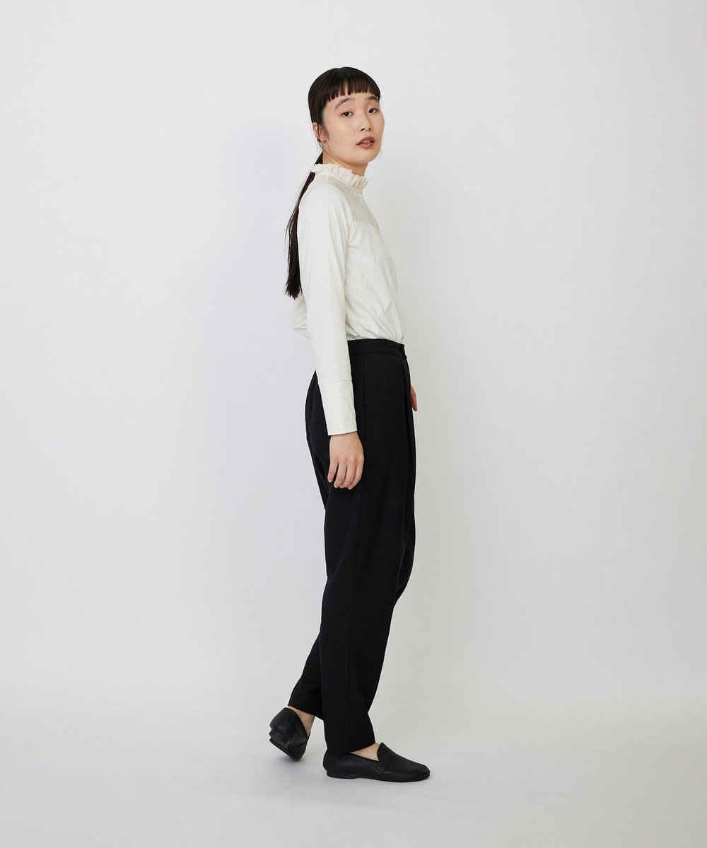 LOISIR ウール混ツイルストレッチジョッパーズパンツ ブラック