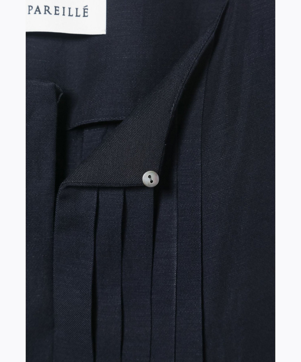 DÉPAREILLÉ TWILL WASHER TUCK NO SLEEVE BLOUSE / ツイルワッシャータックノースリーブブラウス ネイビー