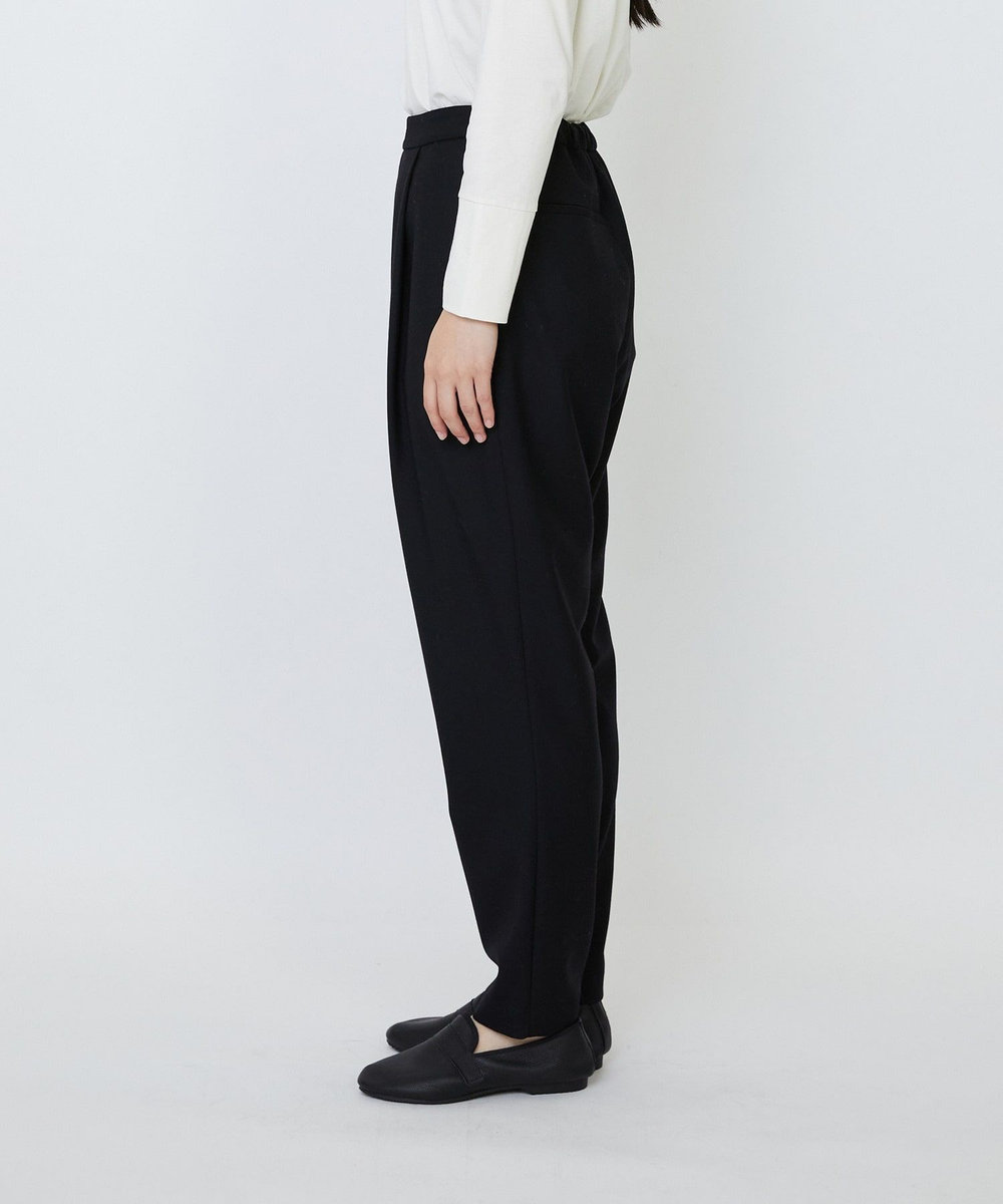 LOISIR ウール混ツイルストレッチジョッパーズパンツ ブラック