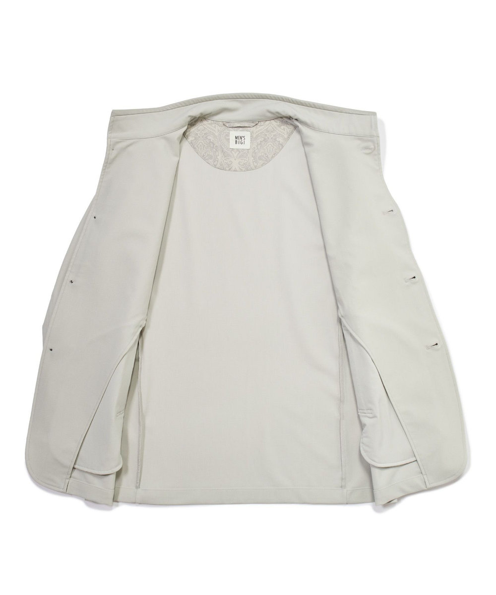 MEN'S BIGI シャンブレー調ハイテンショントリコット スタンドカラーカーデブルゾン＜接触冷感/速乾/UVカット＞ オフホワイト