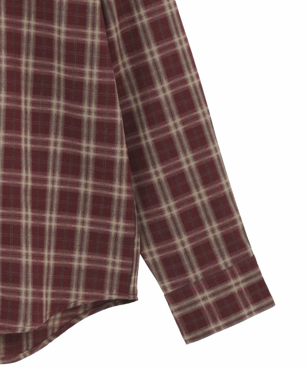 MEN'S BIGI ドビーチェックカジュアルシャツ ワイン