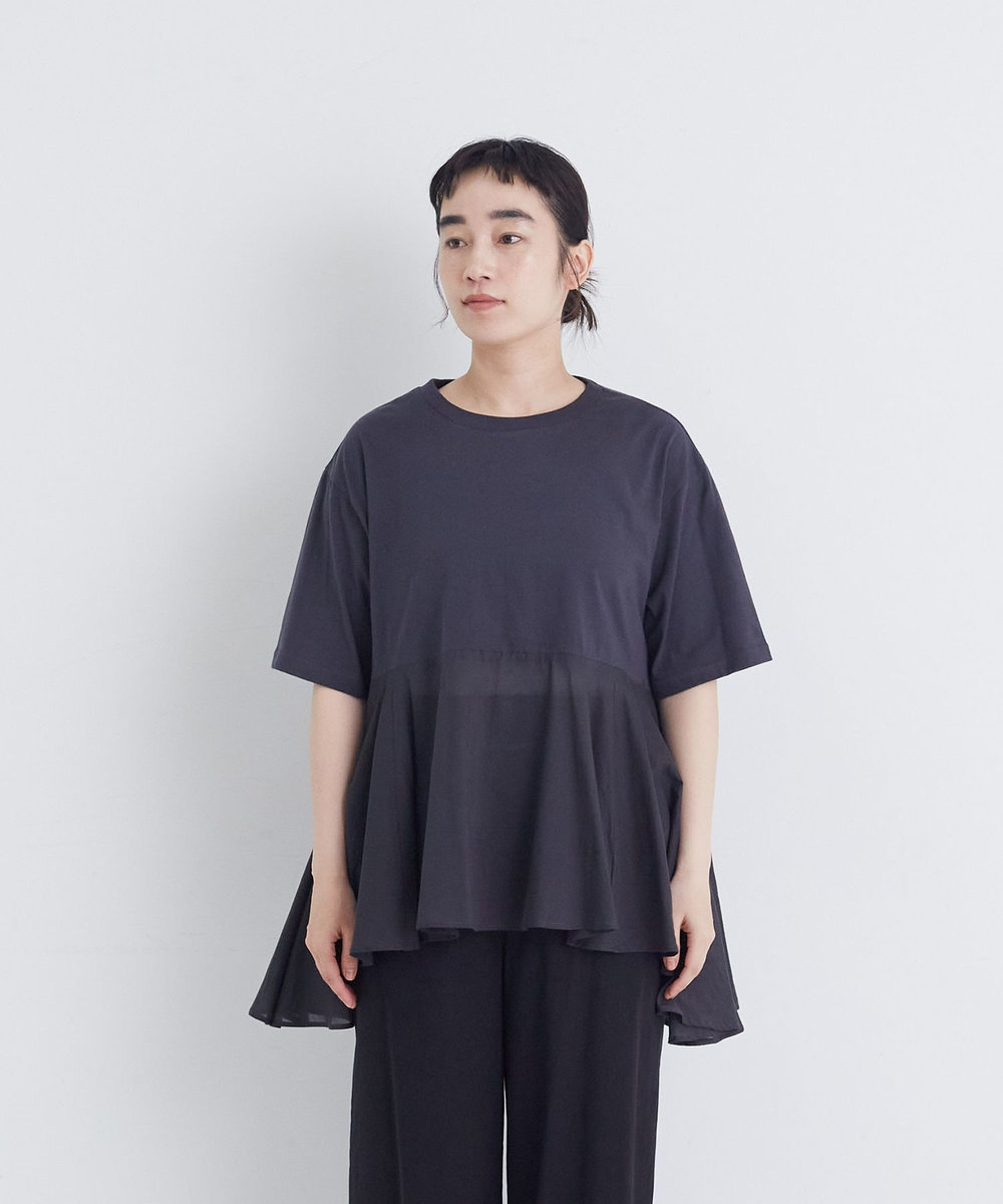 congés payés ADIEU TRISTESSE 【FAVE】インドコットン×カットソーTシャツ チャコールグレー