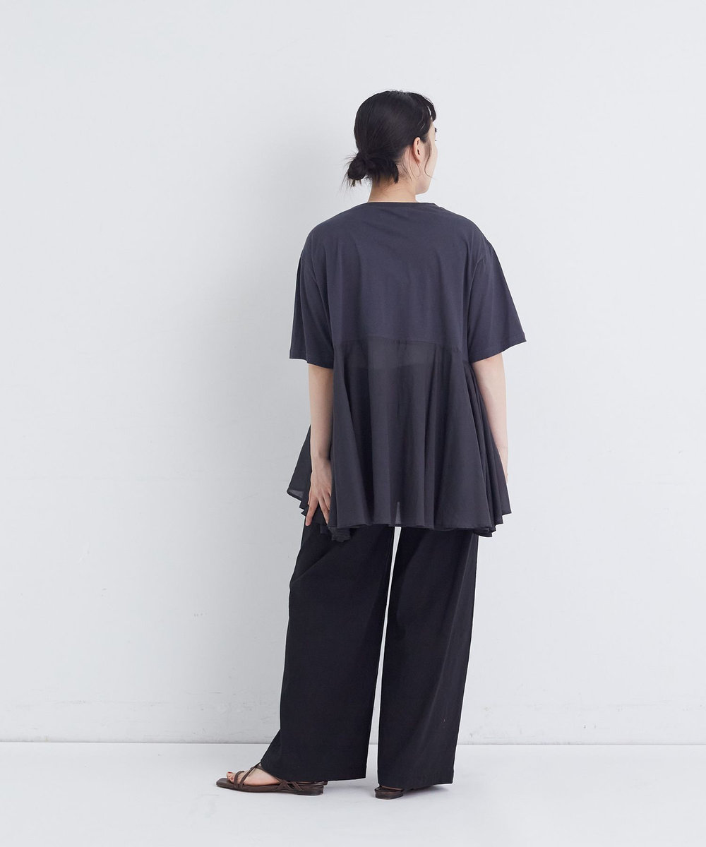 congés payés ADIEU TRISTESSE 【FAVE】インドコットン×カットソーTシャツ チャコールグレー