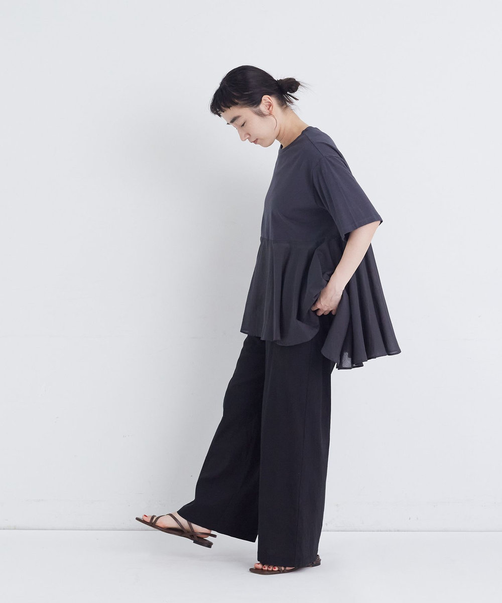 congés payés ADIEU TRISTESSE 【FAVE】インドコットン×カットソーTシャツ チャコールグレー