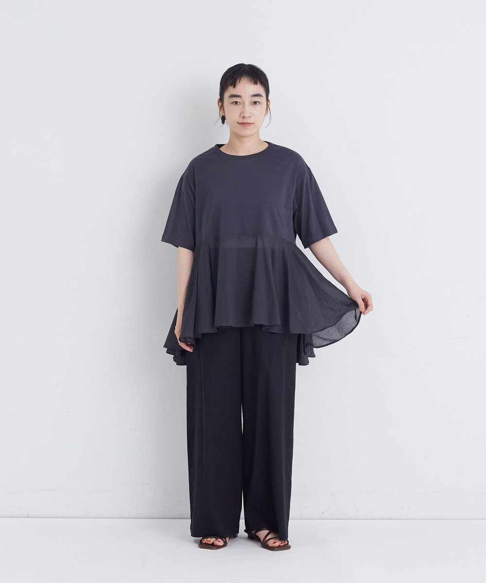 congés payés ADIEU TRISTESSE 【FAVE】インドコットン×カットソーTシャツ チャコールグレー