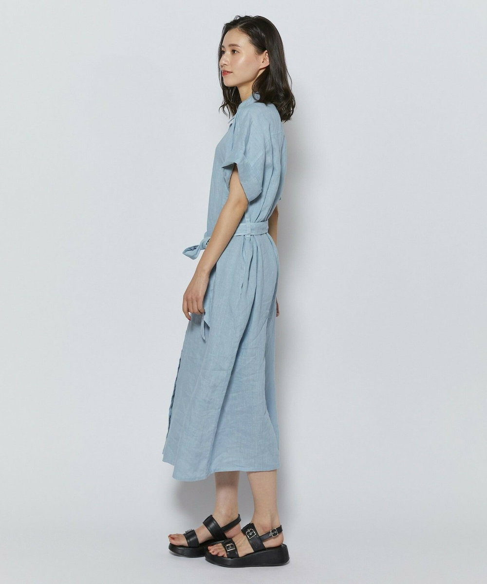 L'EQUIPE ピュアリネンガーメントダイワンピース サックスブルー