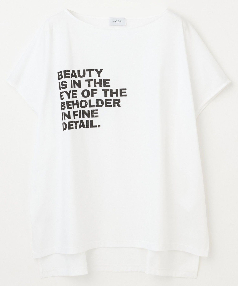 MOGA Lサイズ（大きいサイズ） 【大きいサイズ】ハイゲージ天竺ロゴプリントTシャツ ホワイト