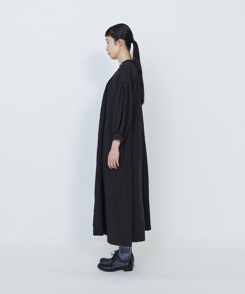 LOISIR グランジリネンスモックワンピース ブラック