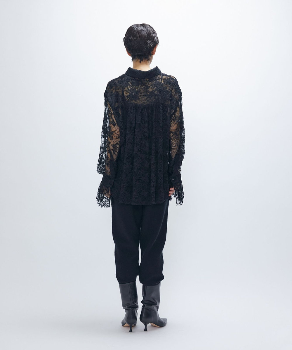 1er Arrondissement ウールカシミアダブルフェイスリブパンツ ブラック