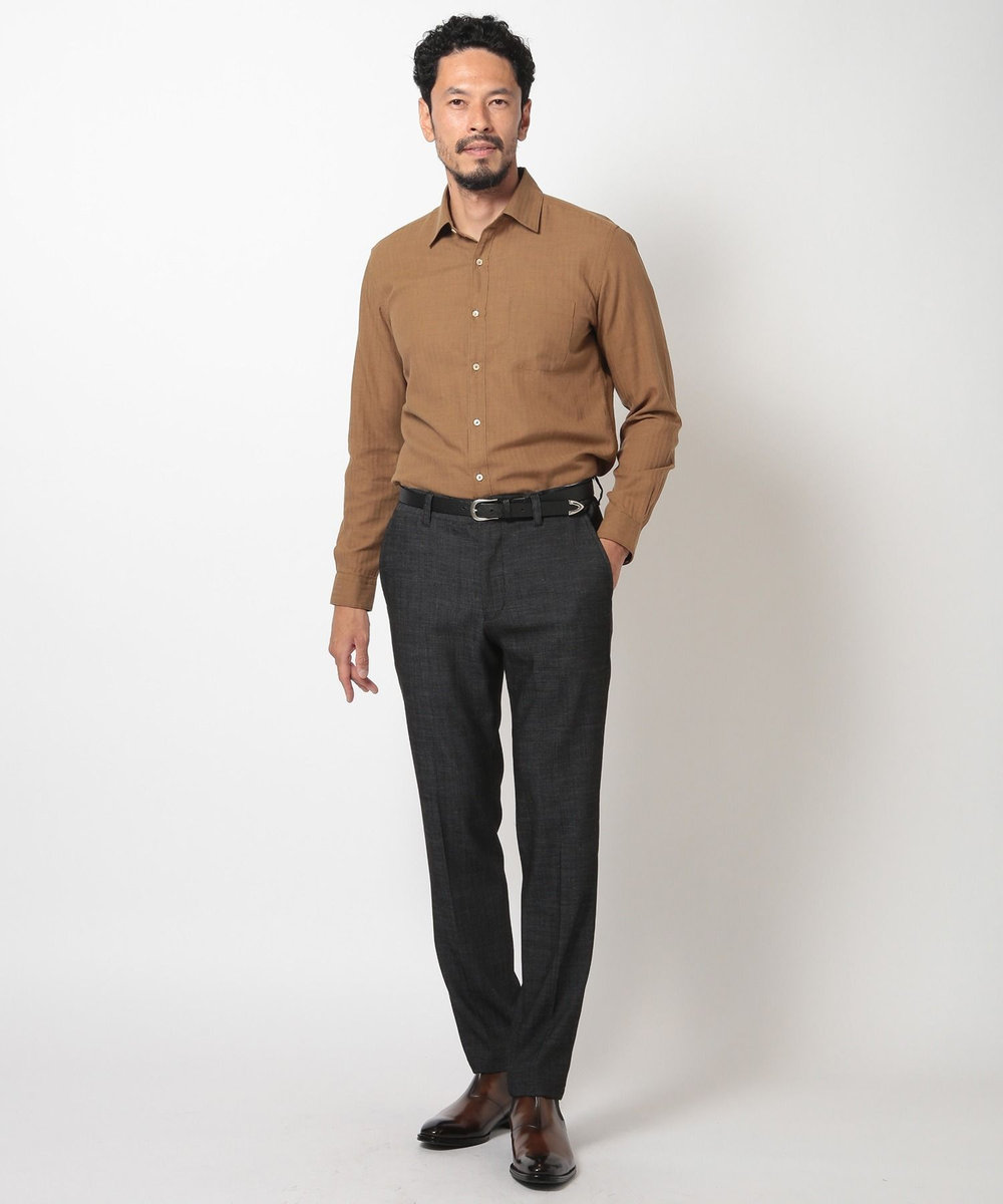 MEN'S BIGI スラブデイム調ロイヤルオックスシャンブレースラックスパンツ グレー