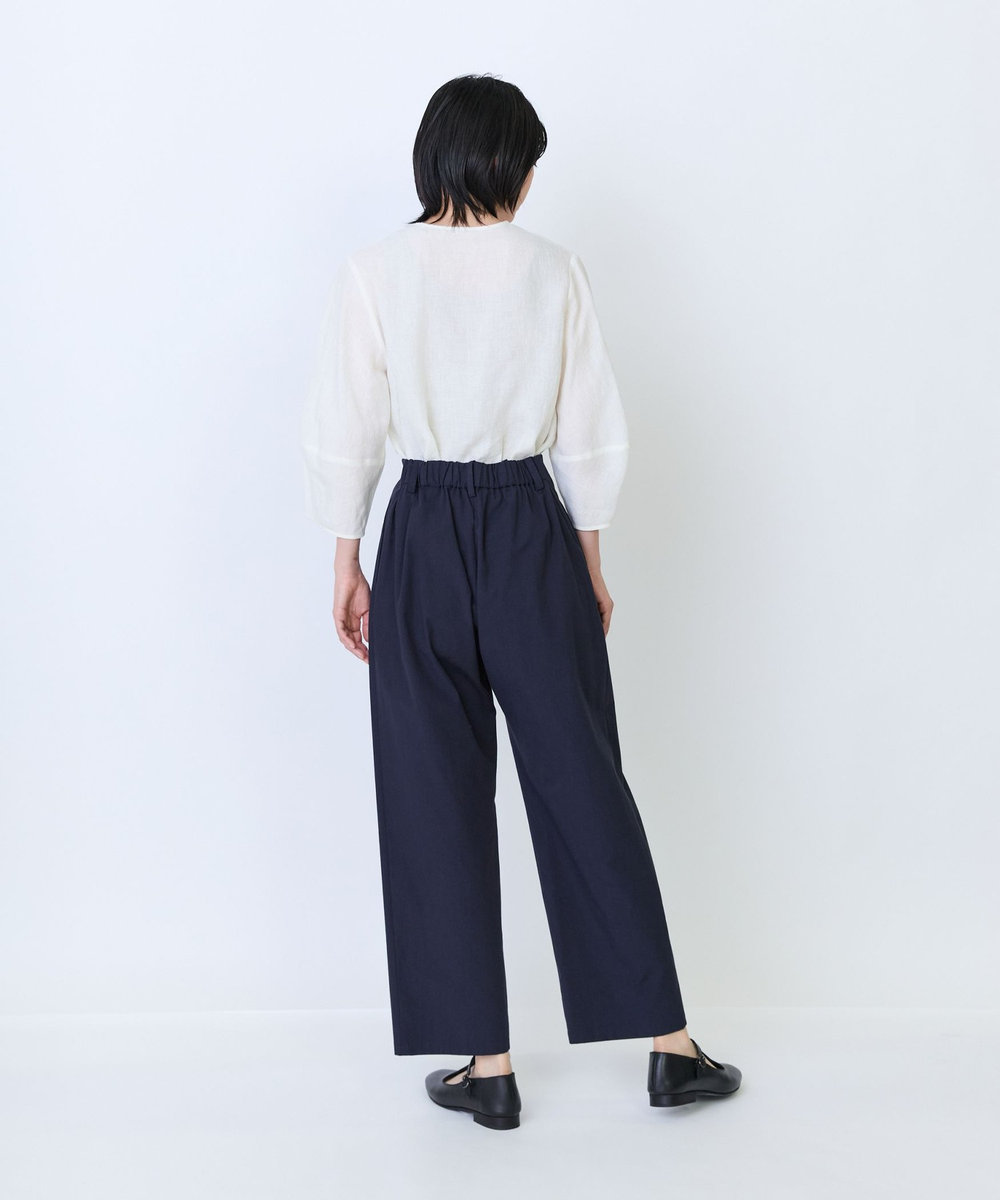 LOISIR コットンツイルテーパードパンツ ネイビー