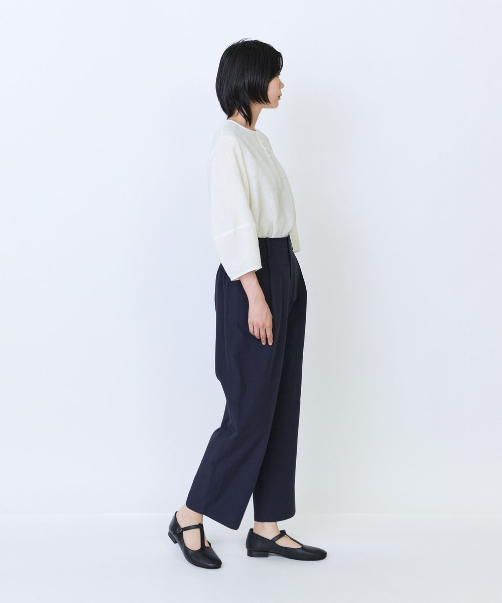 LOISIR コットンツイルテーパードパンツ ネイビー