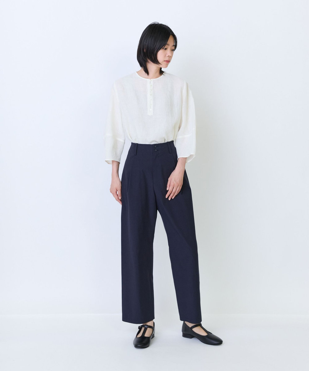 LOISIR コットンツイルテーパードパンツ ネイビー