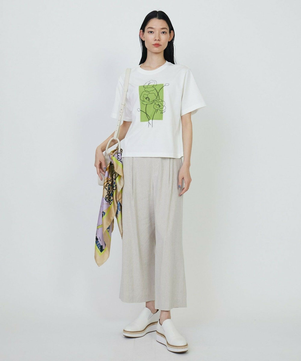 L'EQUIPE Lサイズ（大きいサイズ） 【大きいサイズ】オーバープリントTシャツ ホワイト
