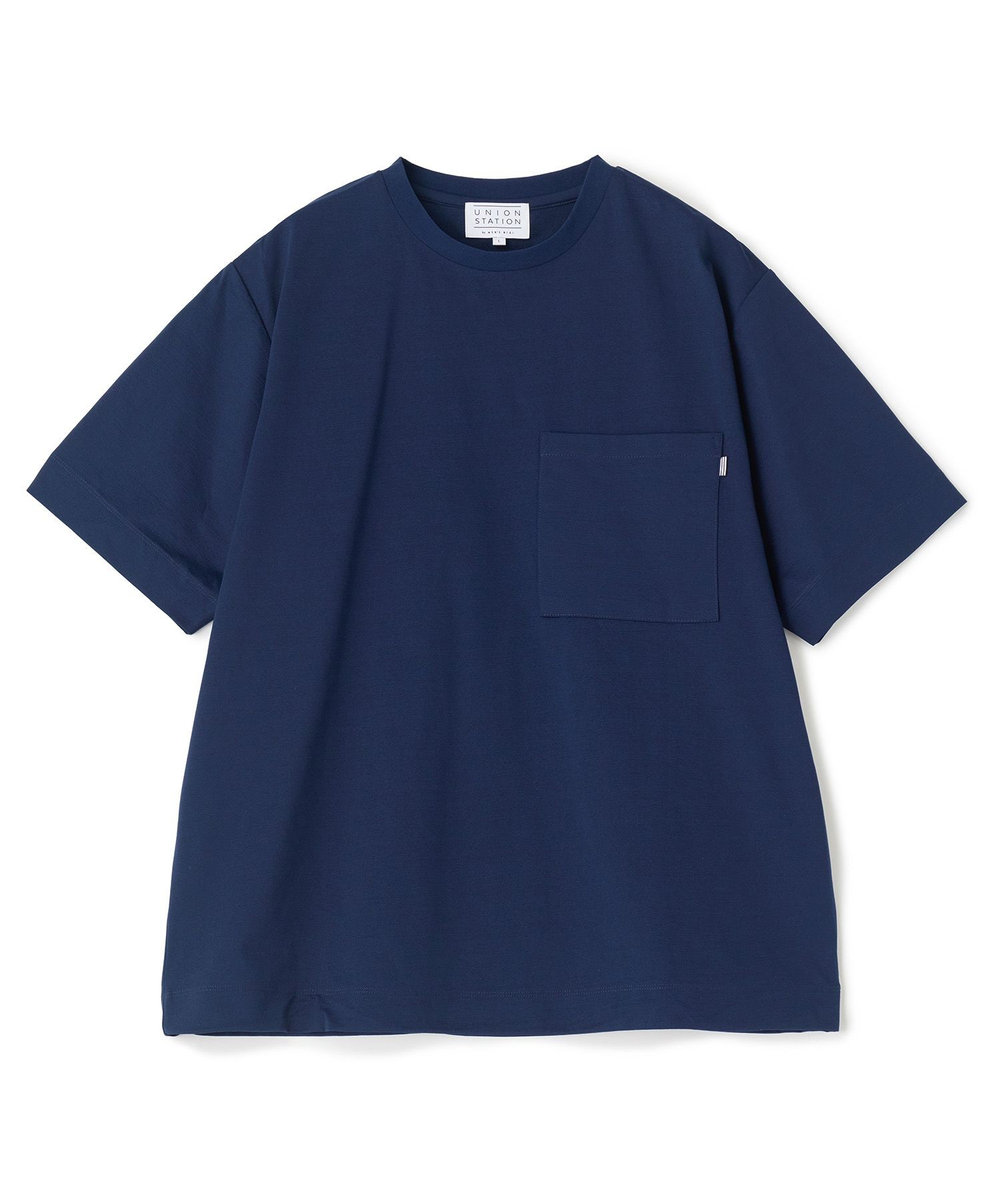 UNION STATION ペーパータッチドローコードTシャツ＜ストレッチ・速乾・マシンウォッシャブル・イージーケア接触冷感＞ ネイビー